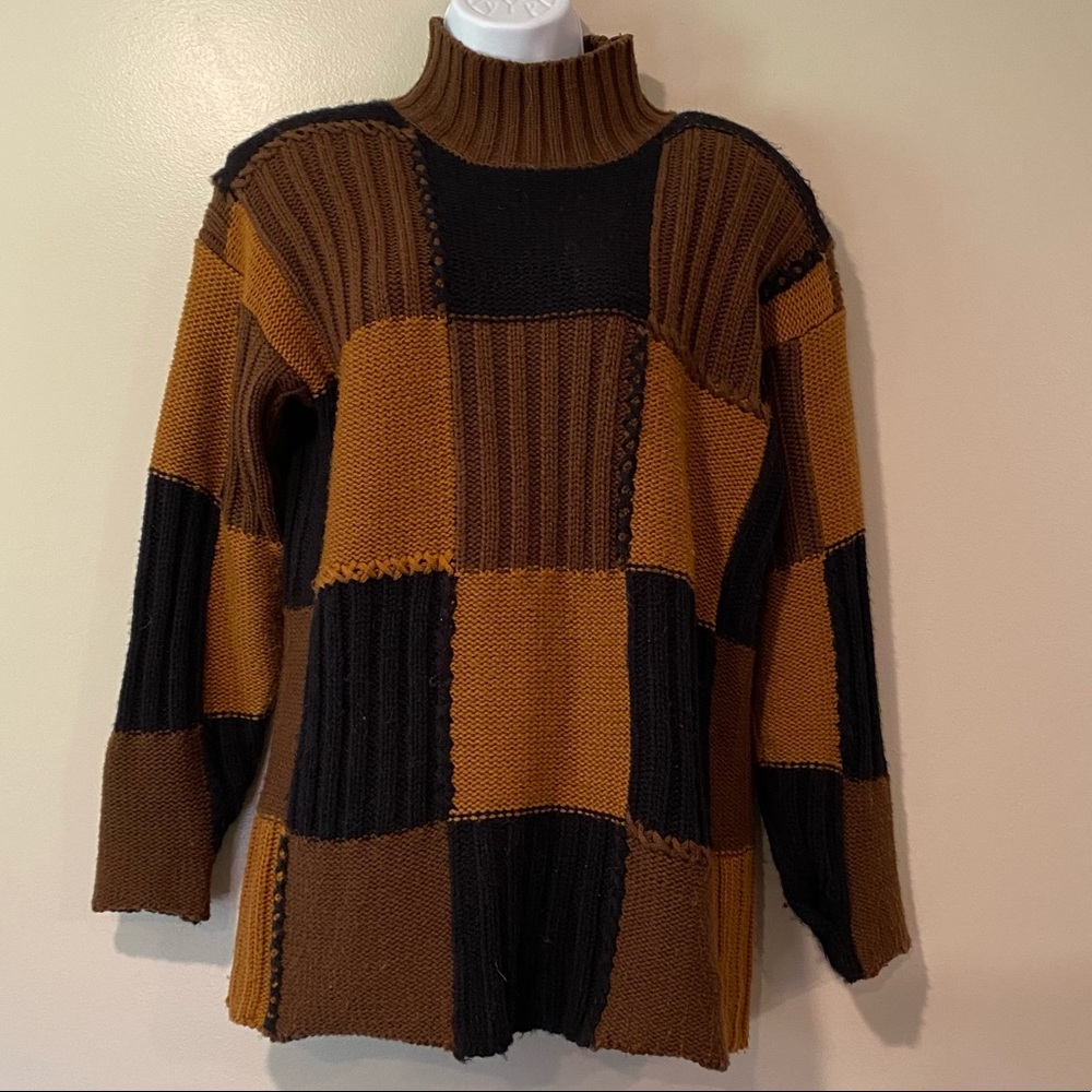 Patchwork Knitted Turtle Neck - image 1